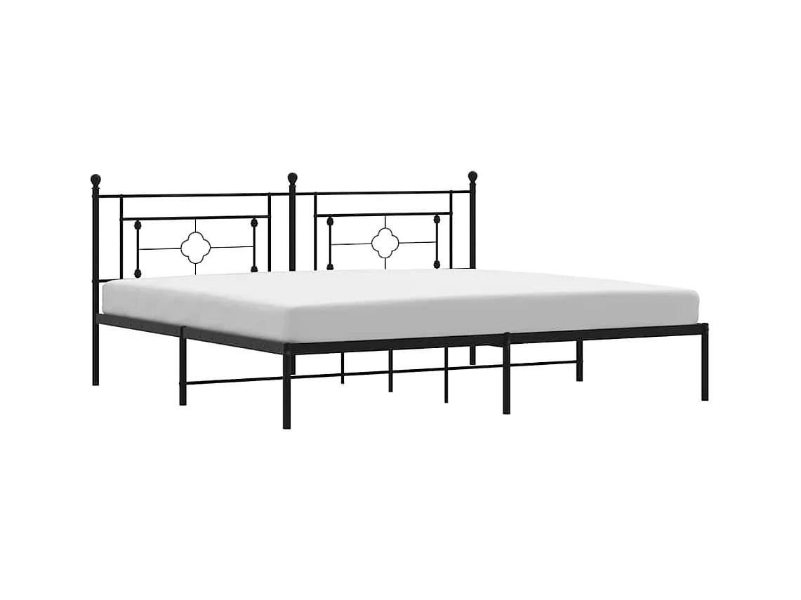 Cadre de lit métal sans matelas avec tête de lit noir 193x203cm