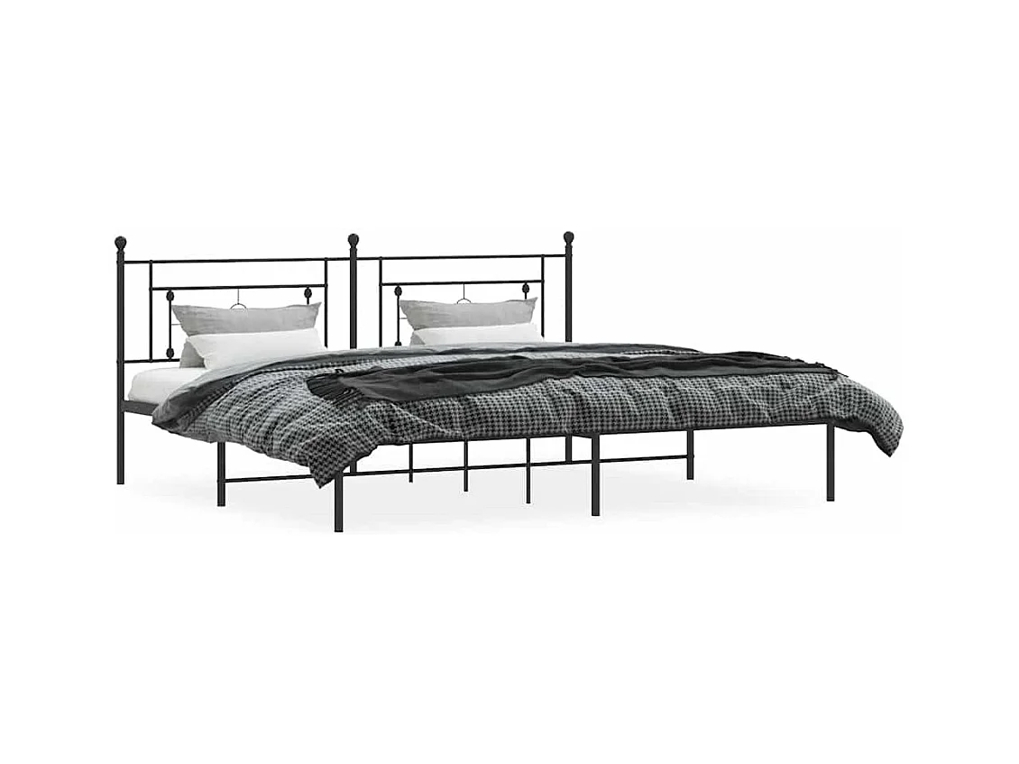 Cadre de lit métal sans matelas avec tête de lit noir 193x203cm