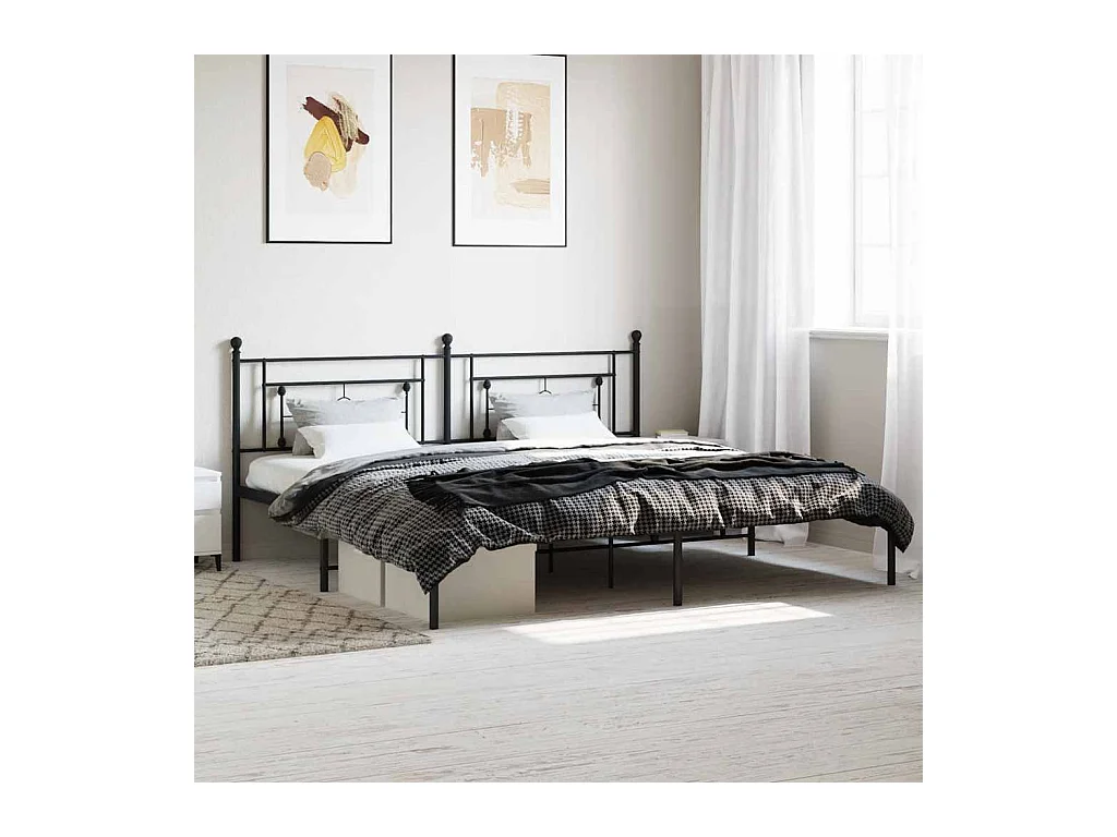 Giroletto con Testiera in Metallo Nero 193x203 cm