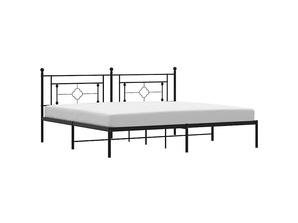Cadre de lit métal sans matelas avec tête de lit noir 193x203cm