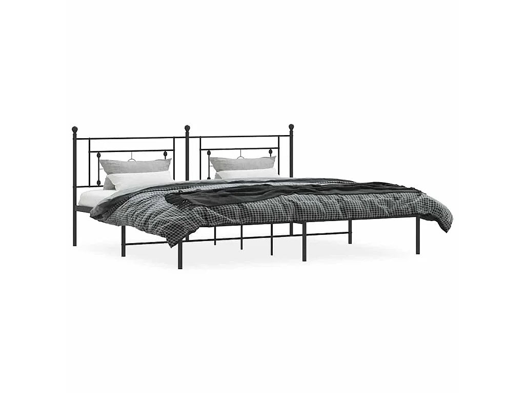 Cadre de lit métal sans matelas avec tête de lit noir 193x203cm
