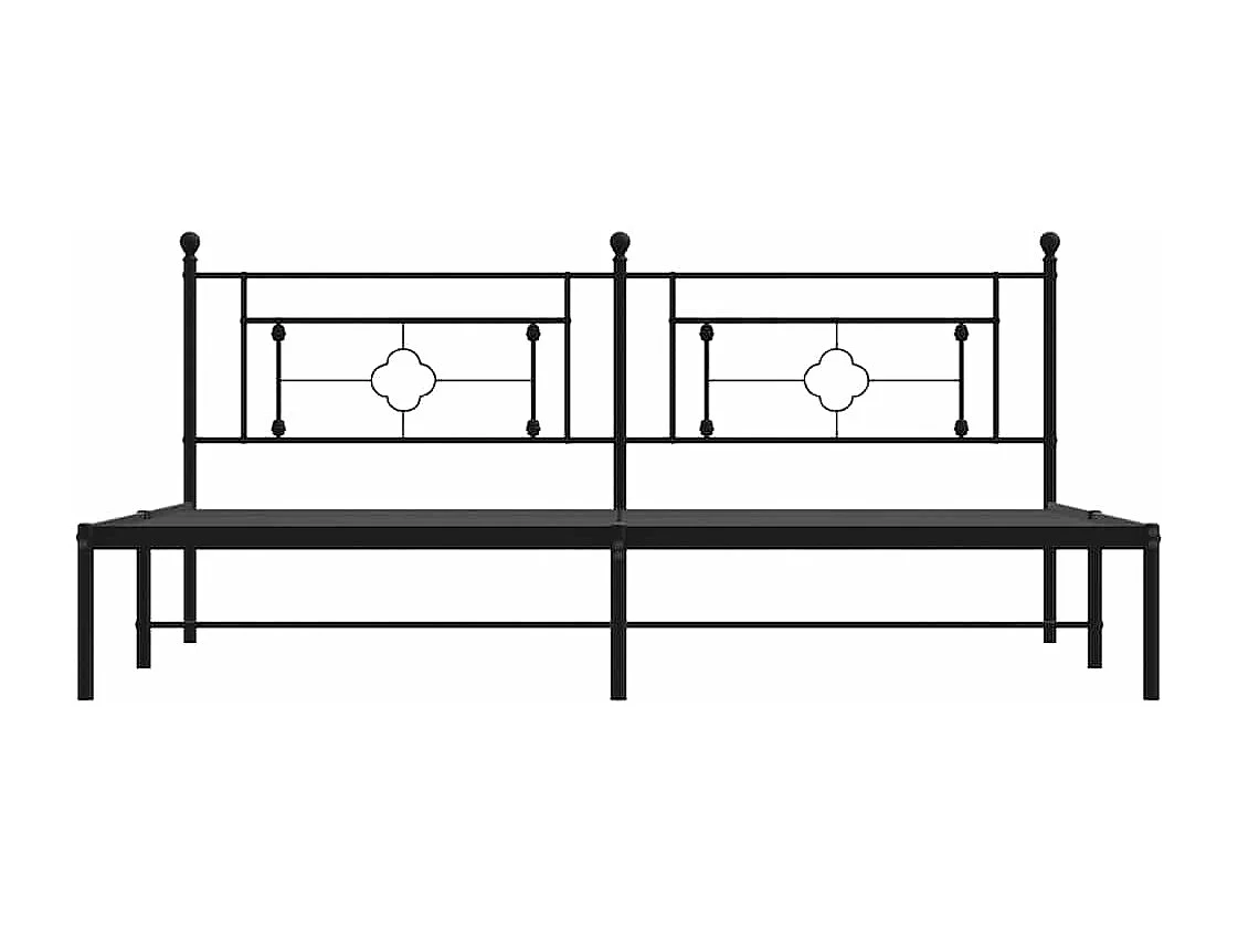 Cadre de lit métal sans matelas avec tête de lit noir 193x203cm