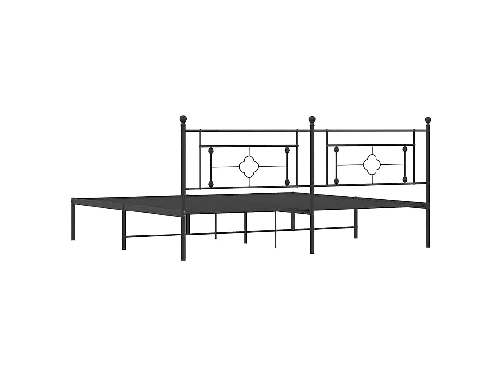 Cadre de lit métal sans matelas avec tête de lit noir 193x203cm