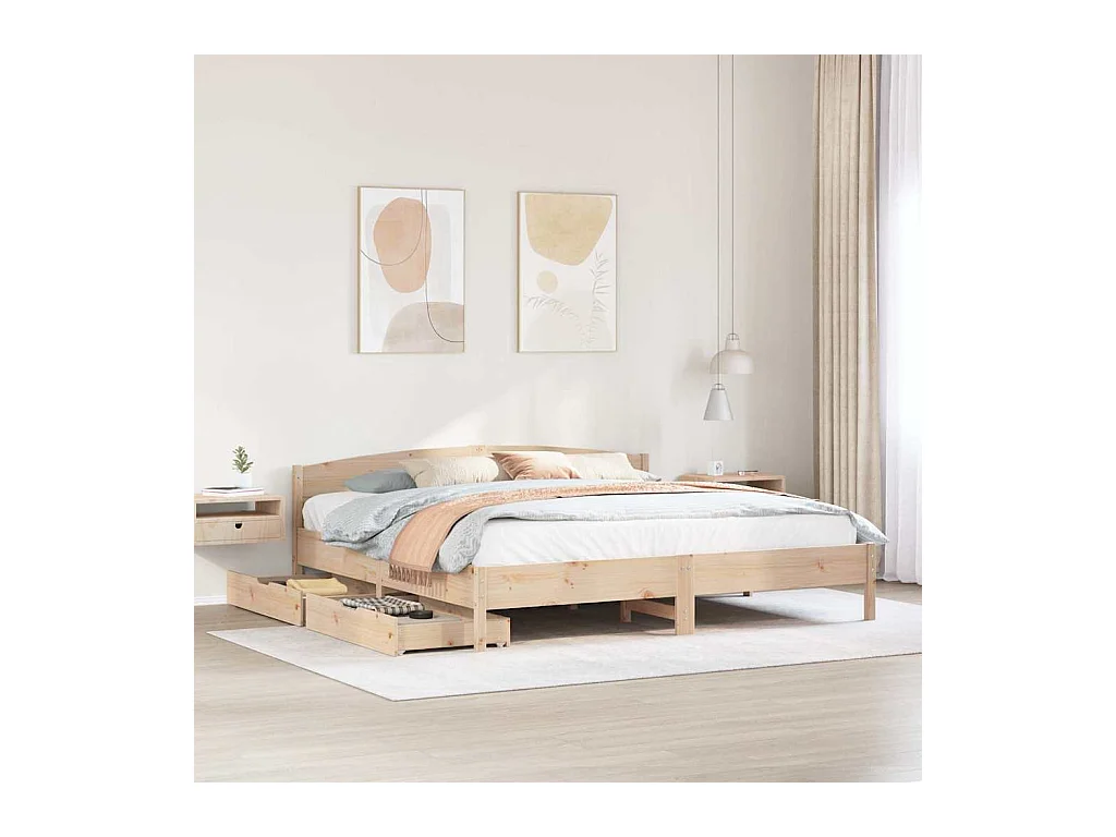 Cadre de lit sans matelas 200x200 cm bois massif de pin