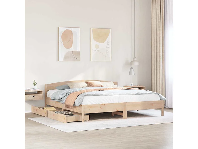 Letto senza Materasso 200x200 cm in Legno Massello di Pino