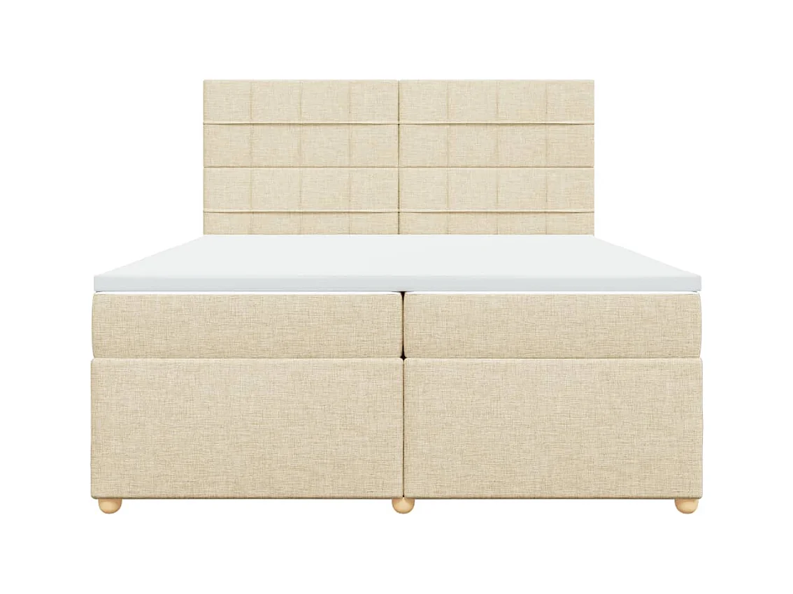 Sommier à lattes de lit avec matelas Crème 200x200 cm Tissu