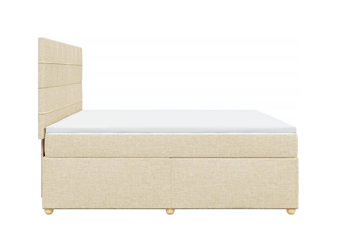 Sommier à lattes de lit avec matelas Crème 200x200 cm Tissu