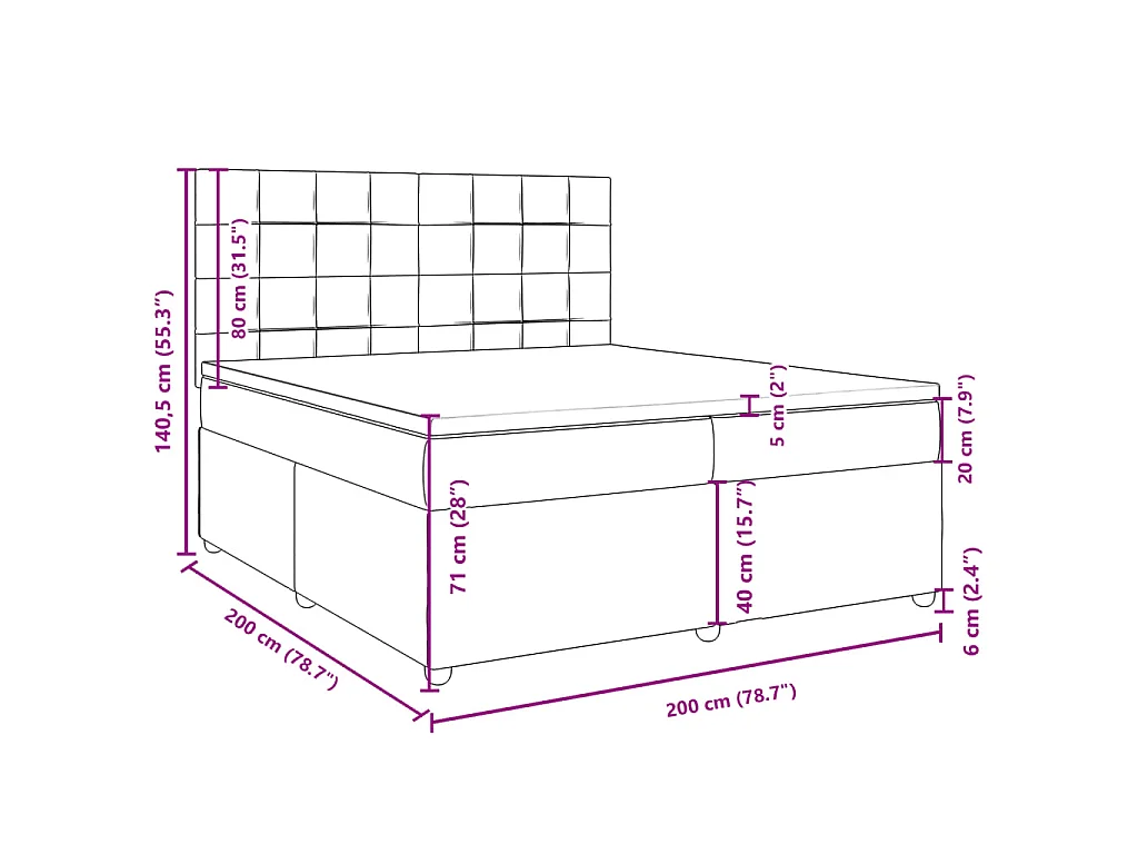 Boxspring met matras stof crèmekleurig 200x200 cm