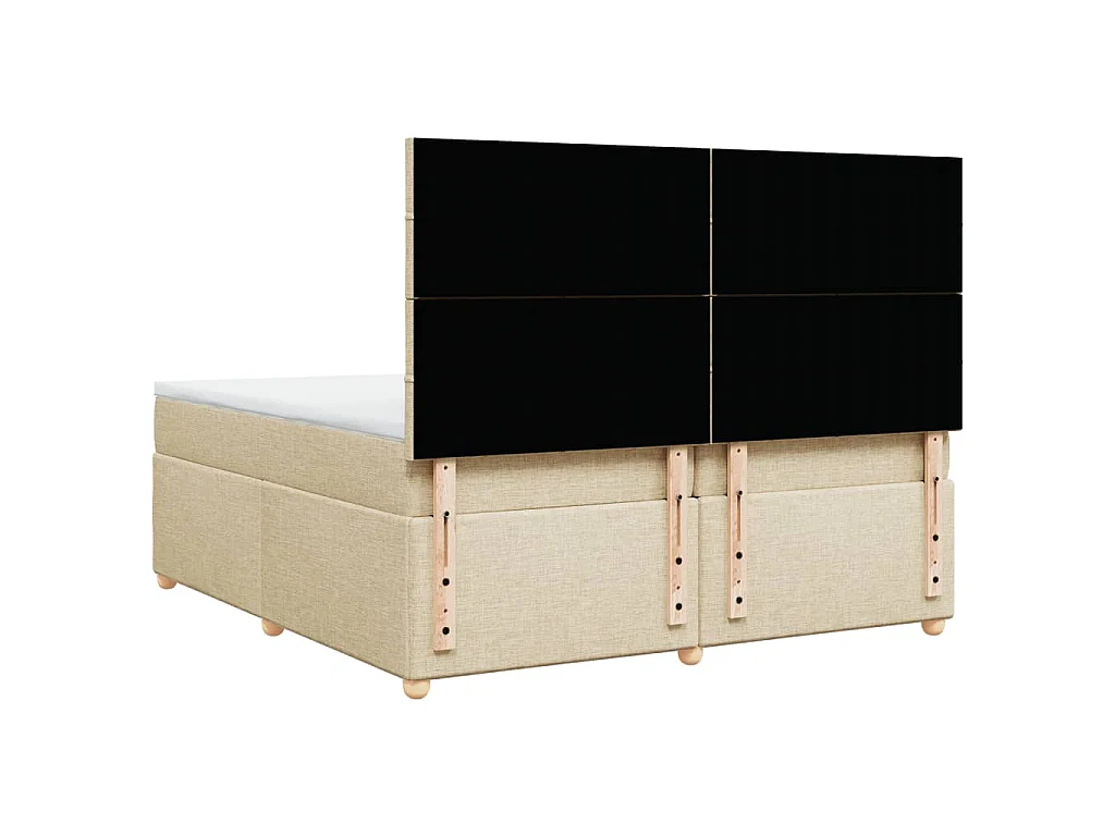 Boxspring met matras stof crèmekleurig 200x200 cm