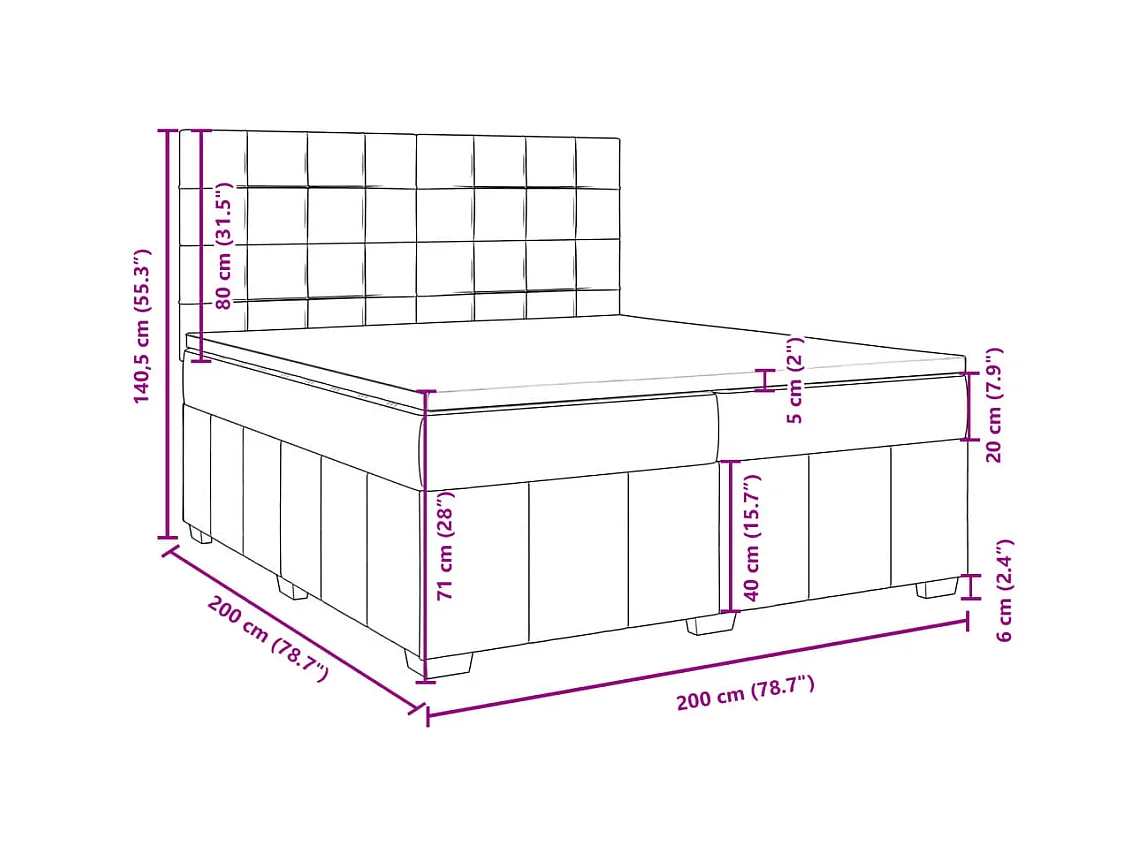 Boxspring met matras stof zwart 200x200 cm