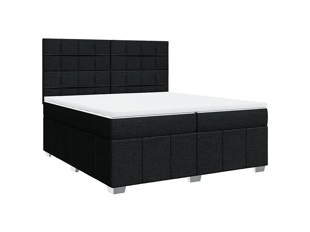Cama box spring con colchón tela negro 200x200 cm