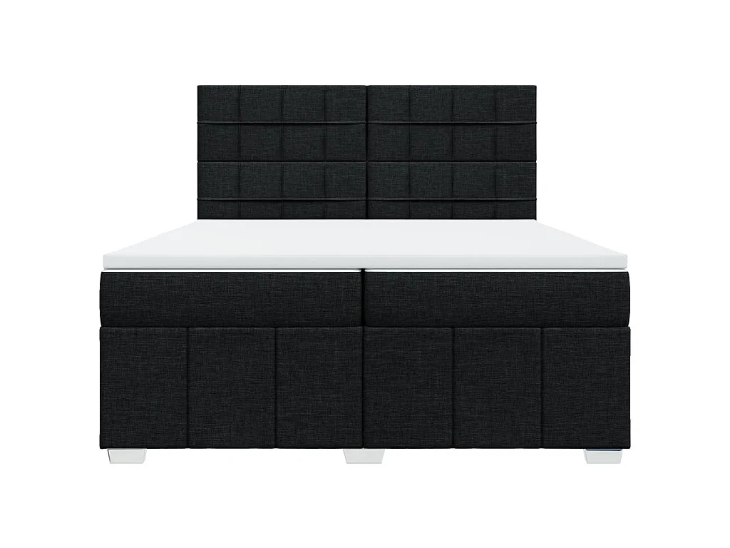 Cama box spring con colchón tela negro 200x200 cm