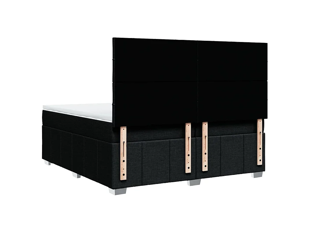 Cama box spring con colchón tela negro 200x200 cm