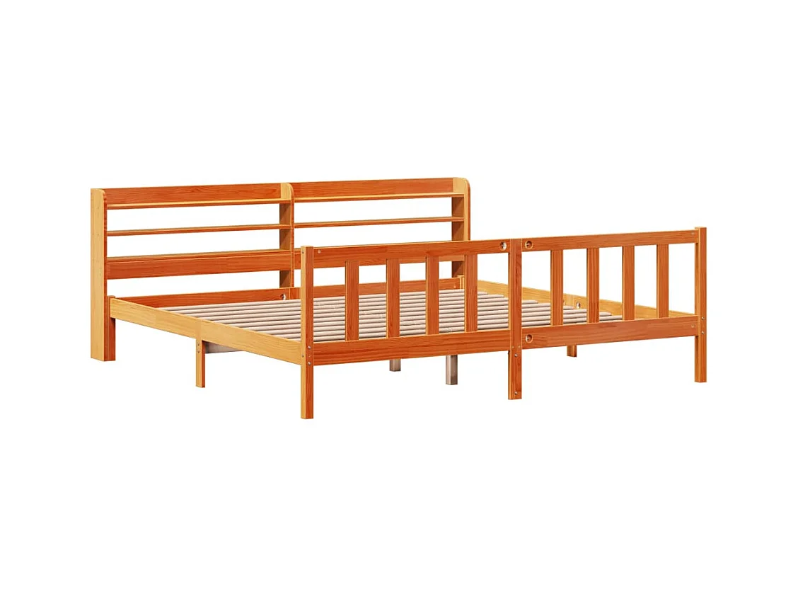 Cadre de lit et tête de lit sans matelas cire marron 200x200 cm