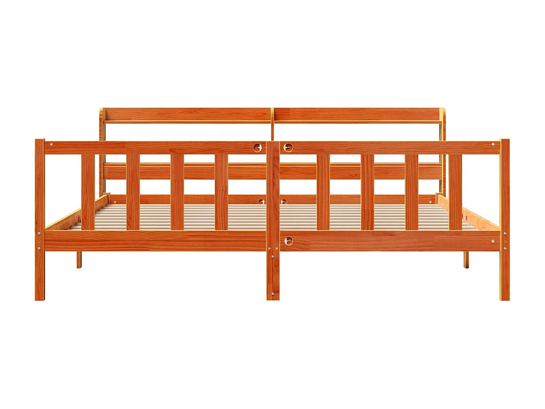 Bettgestell mit Kopfteil ohne Matratze Wachsbraun 200x200 cm