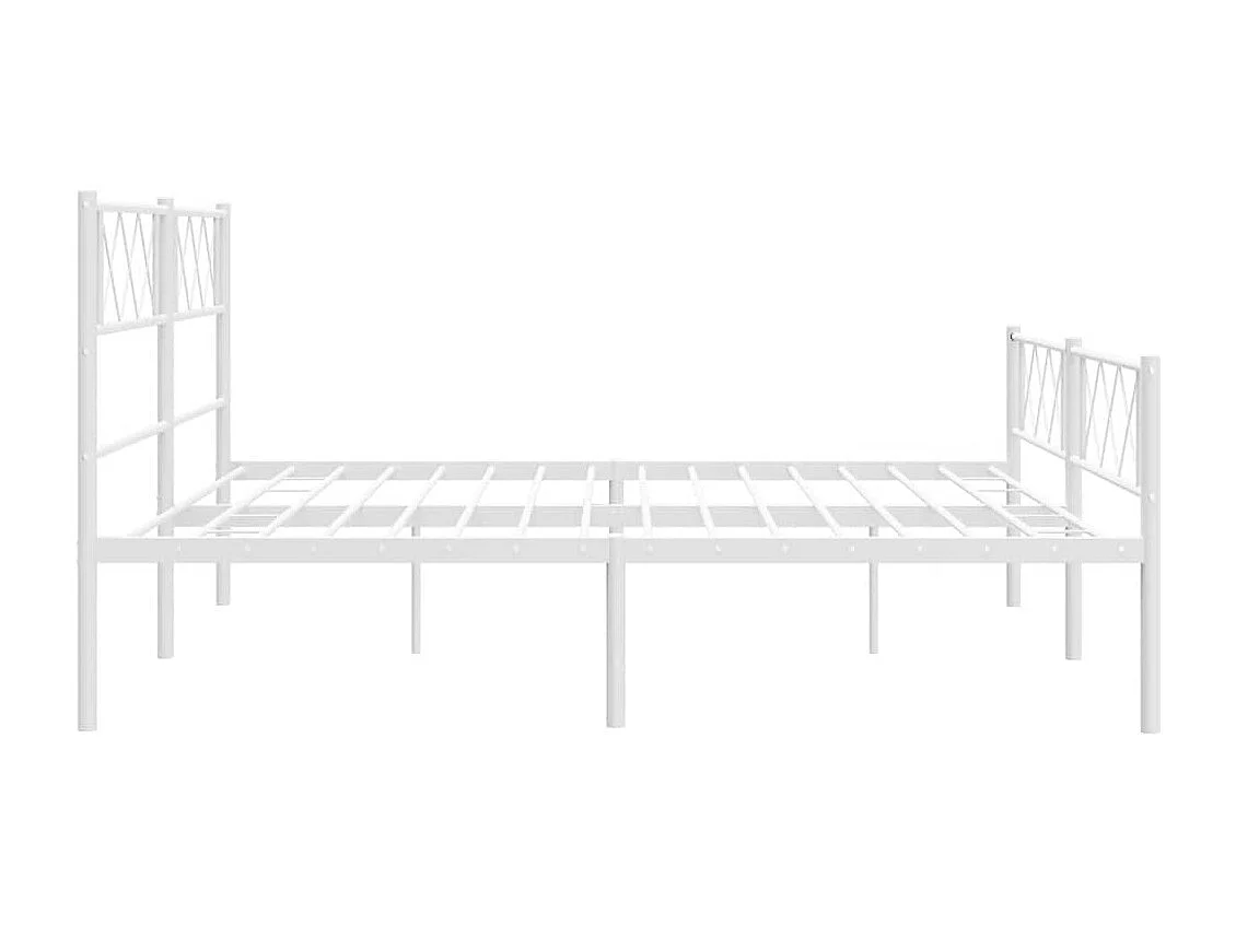 Cadre de lit métal sans matelas et pied de lit blanc 193x203 cm