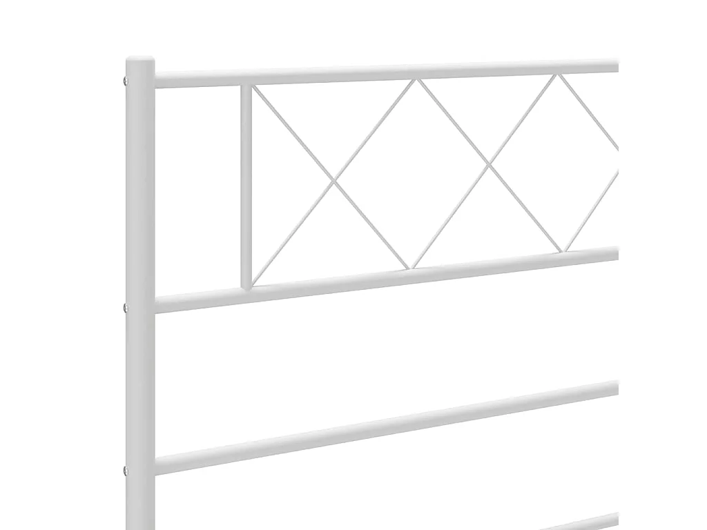 Cadre de lit métal sans matelas et pied de lit blanc 193x203 cm