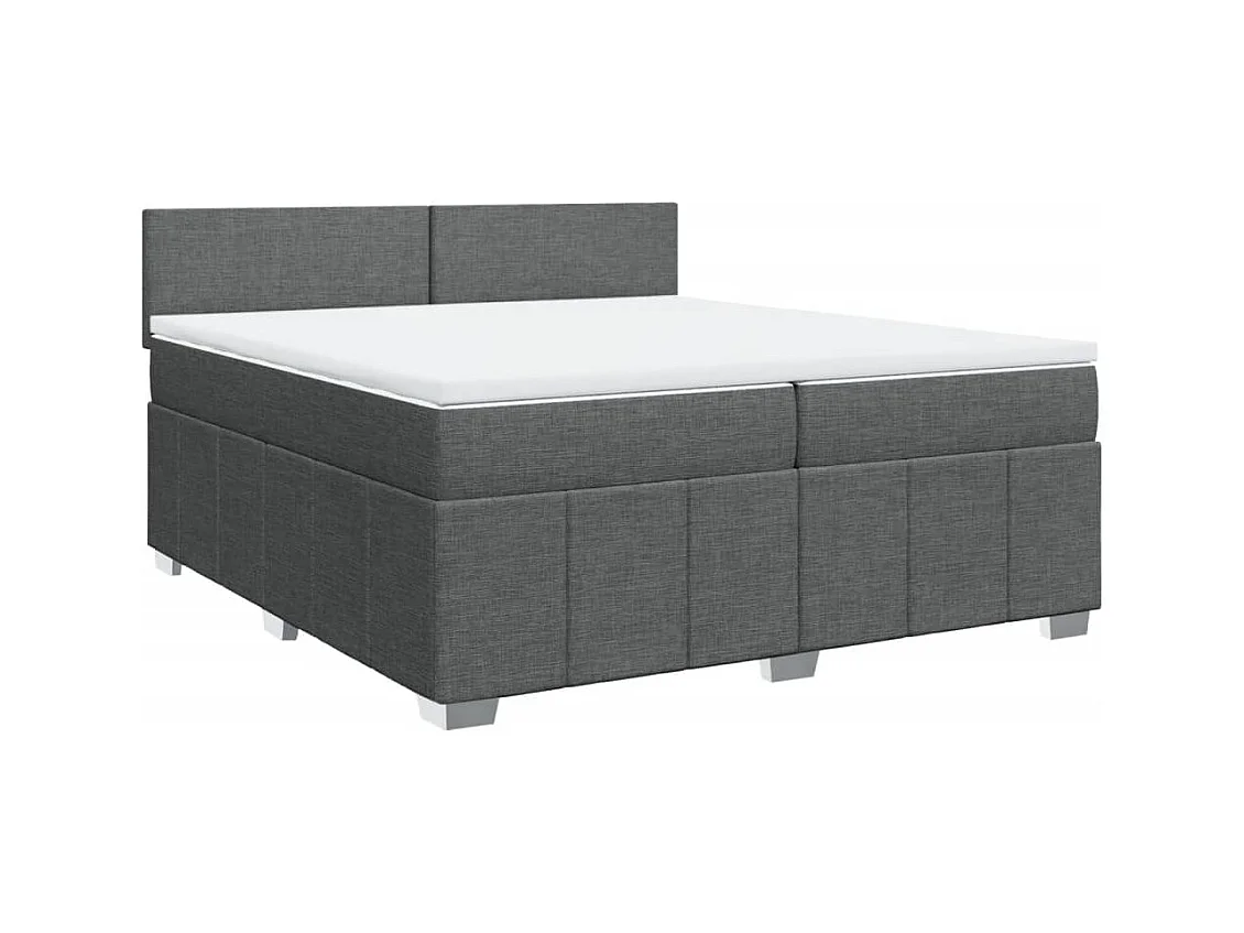 Cama box spring con colchón tela gris oscuro 200x200 cm