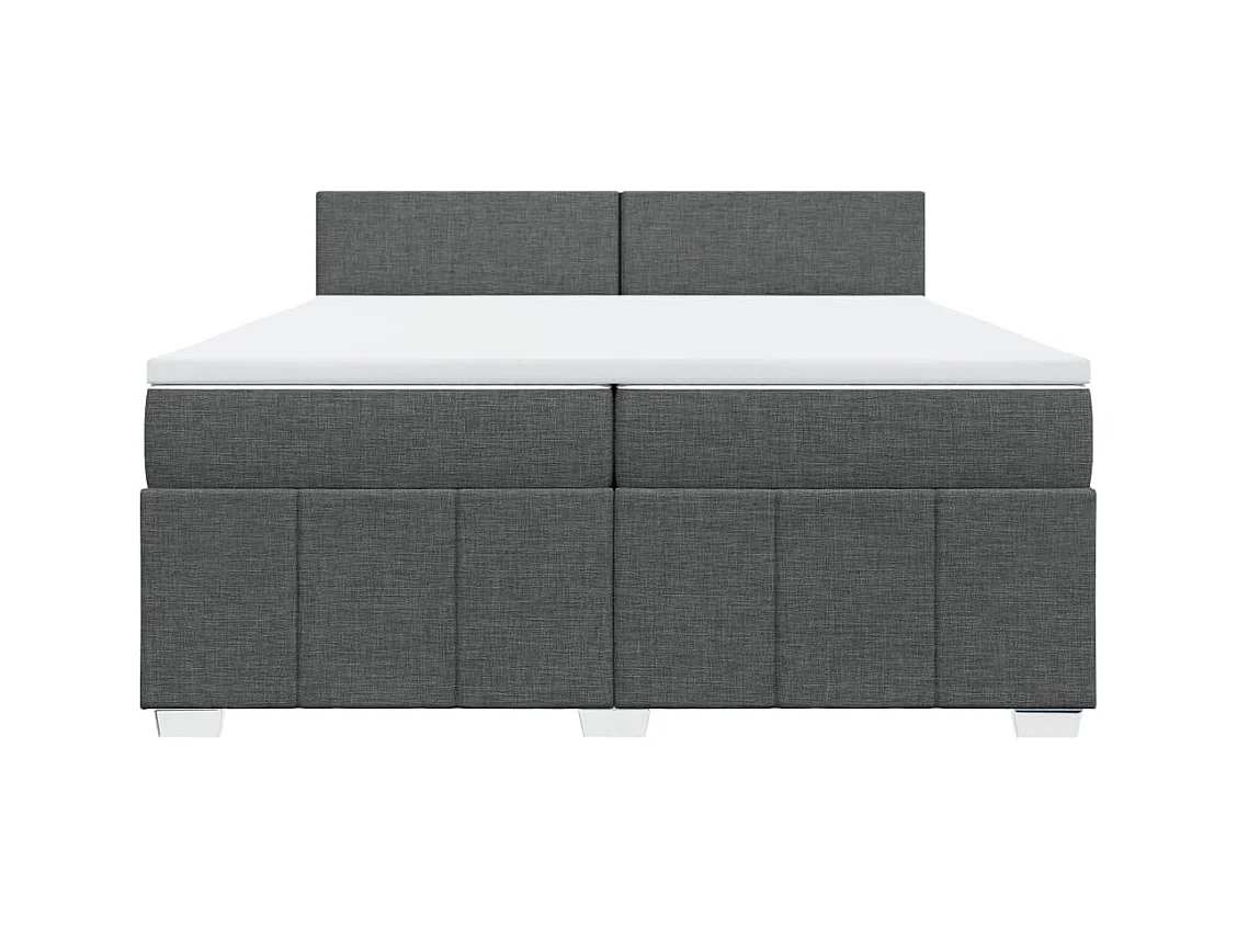 Cama box spring con colchón tela gris oscuro 200x200 cm