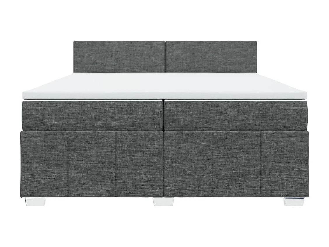 Cama box spring con colchón tela gris oscuro 200x200 cm