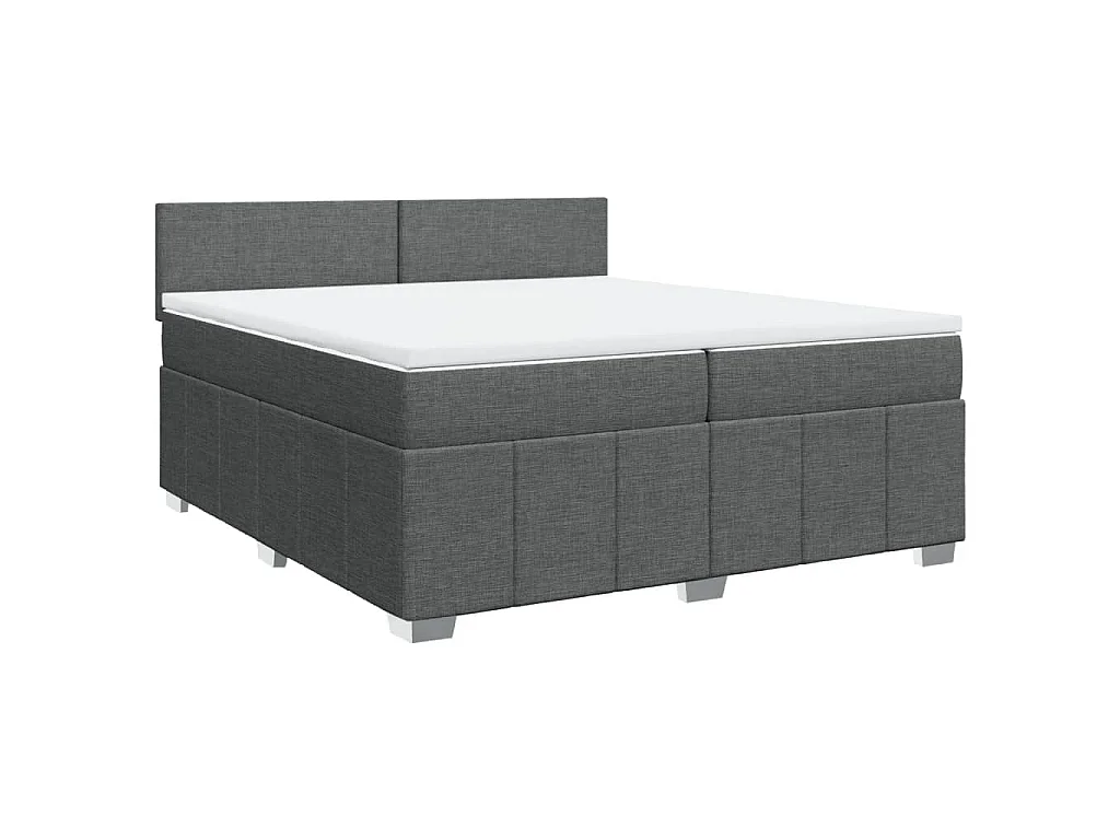 Cama box spring con colchón tela gris oscuro 200x200 cm