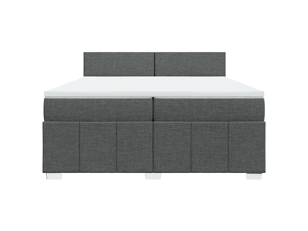 Cama box spring con colchón tela gris oscuro 200x200 cm