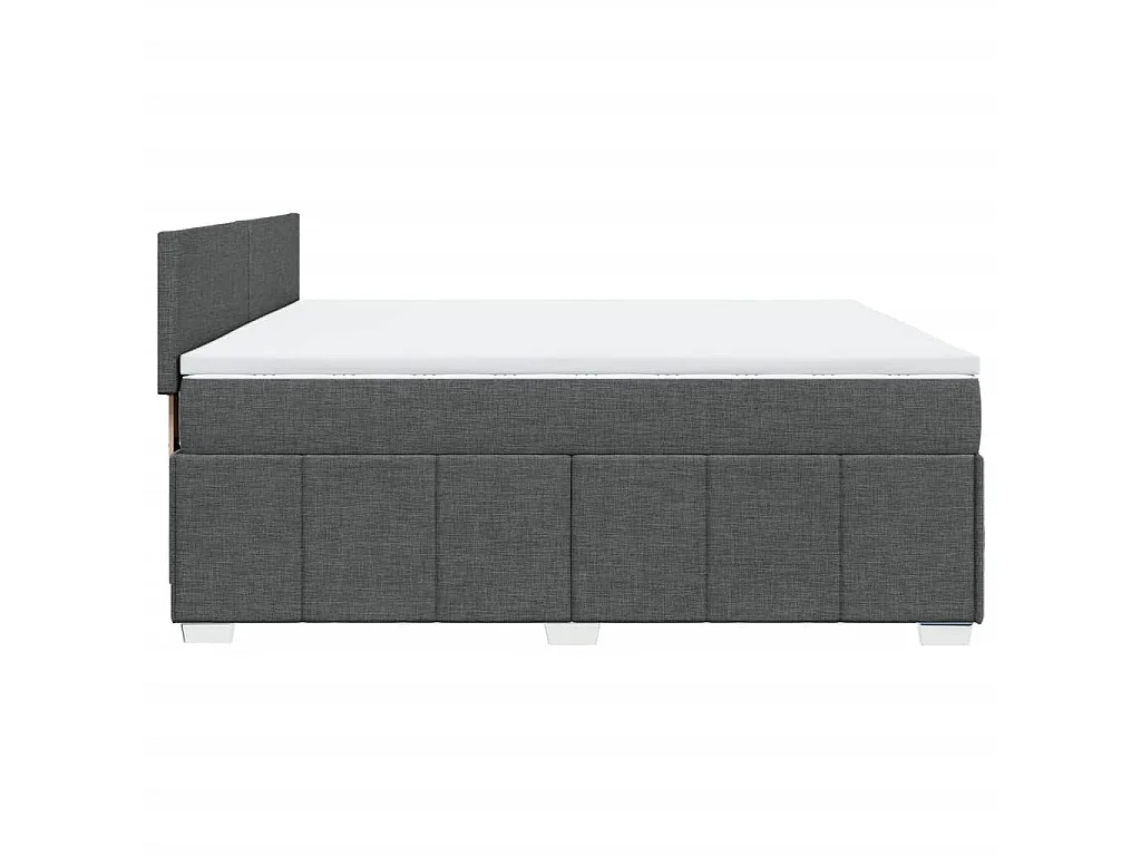Cama box spring con colchón tela gris oscuro 200x200 cm