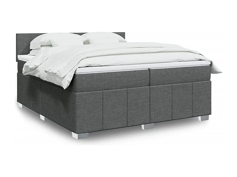 Cama box spring con colchón tela gris oscuro 200x200 cm