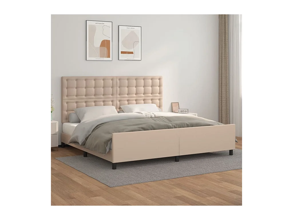 Cadre de lit sans matelas cappuccino 200x200 cm similicuir