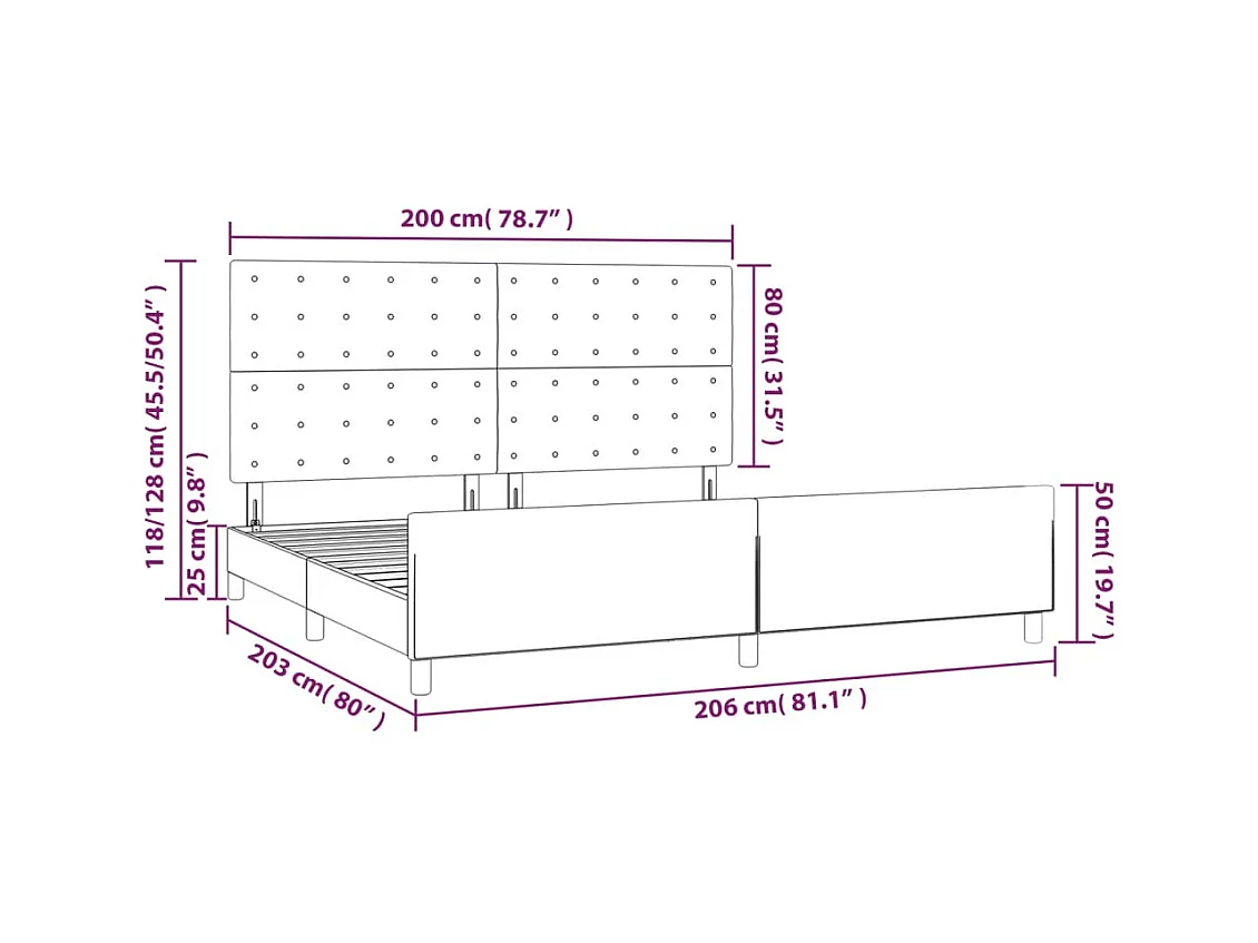 Cadre de lit sans matelas cappuccino 200x200 cm similicuir