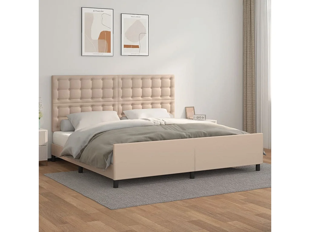 Bettgestell mit Kopfteil Cappuccino-Braun 200x200 cm Kunstleder