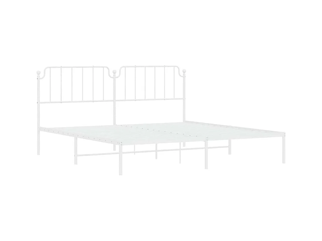 Cadre de lit métal sans matelas et tête de lit blanc 193x203 cm