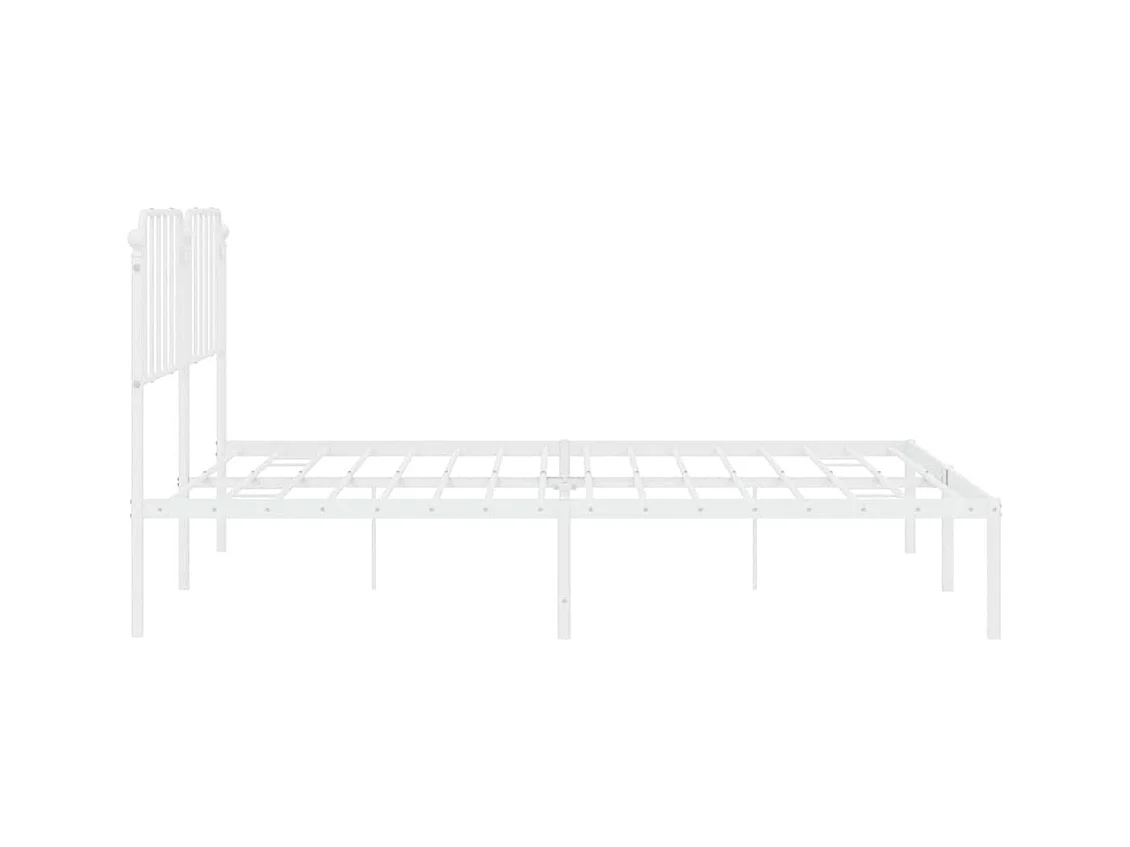 Bettgestell mit Kopfteil Metall Weiß 193x203 cm