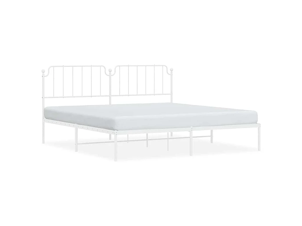 Bedframe met hoofdbord metaal wit 193x203 cm