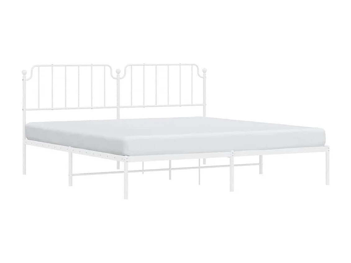 Bedframe met hoofdbord metaal wit 193x203 cm
