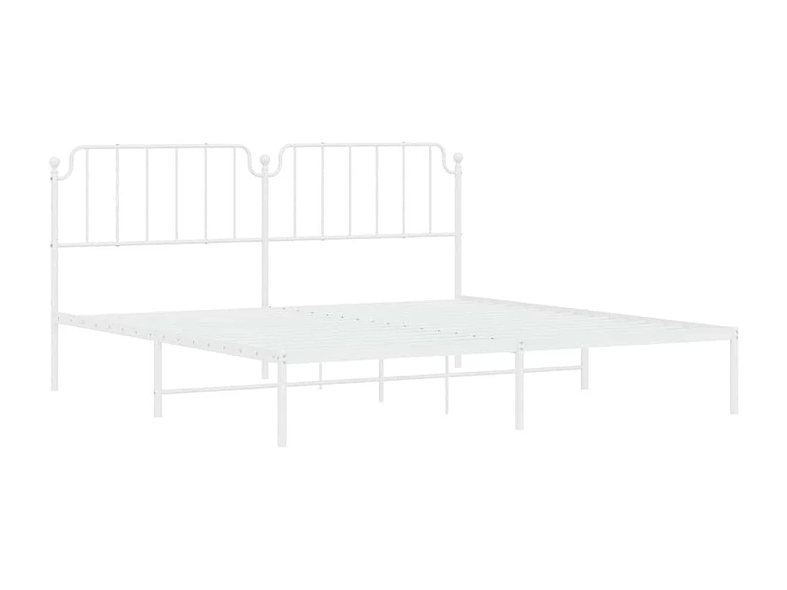 Bedframe met hoofdbord metaal wit 193x203 cm
