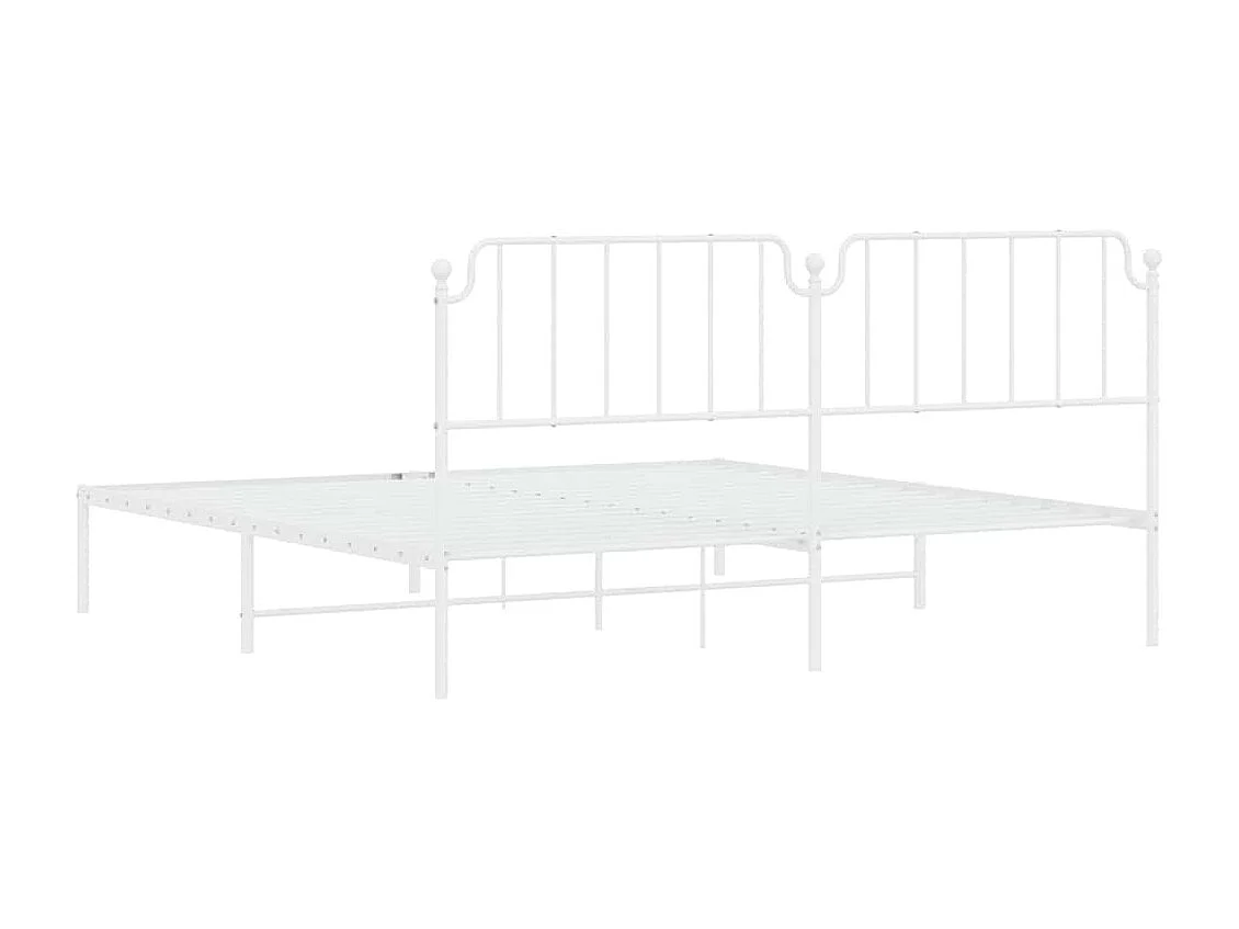 Bedframe met hoofdbord metaal wit 193x203 cm