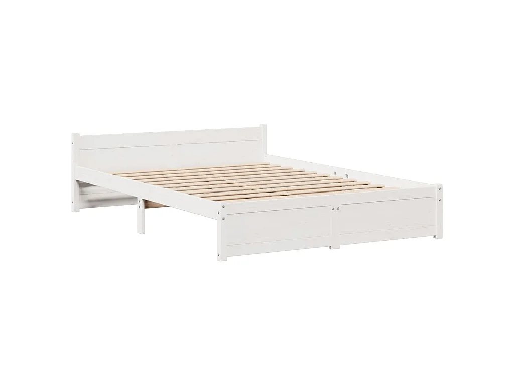 Estrutura de cama c/ cabeceira 150x200 cm pinho maciço branco