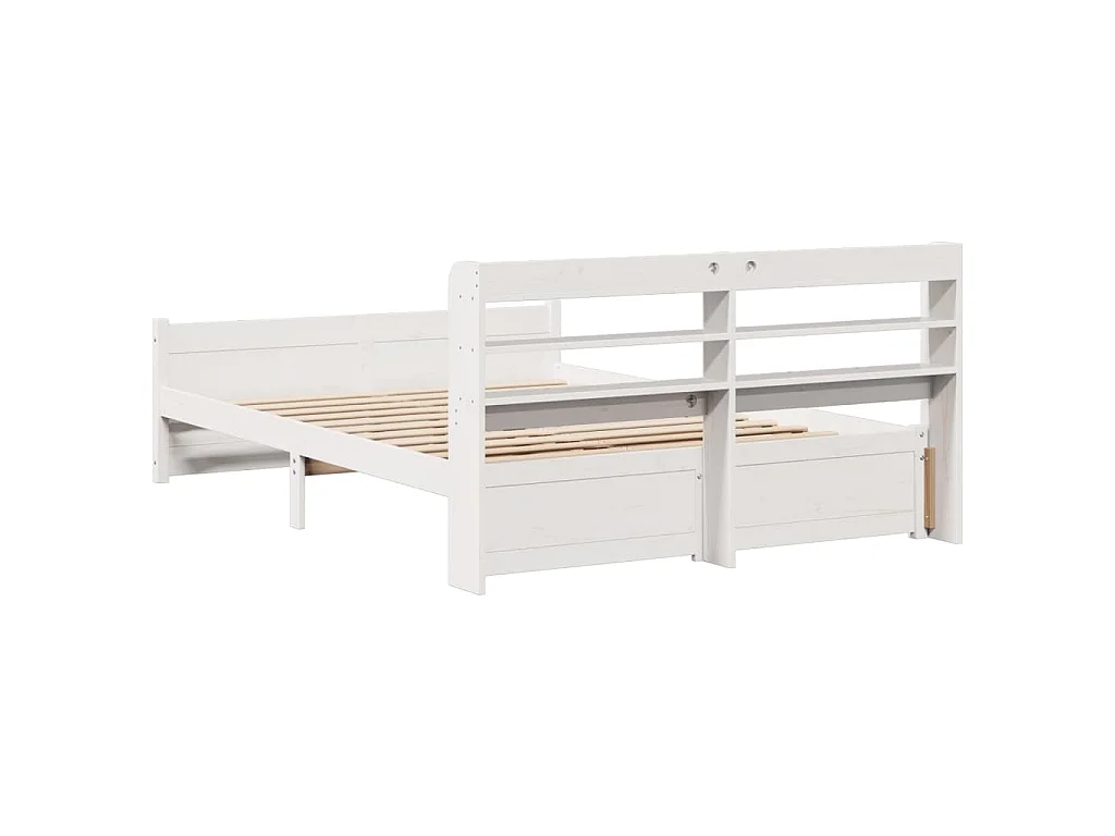 Estrutura de cama c/ cabeceira 150x200 cm pinho maciço branco