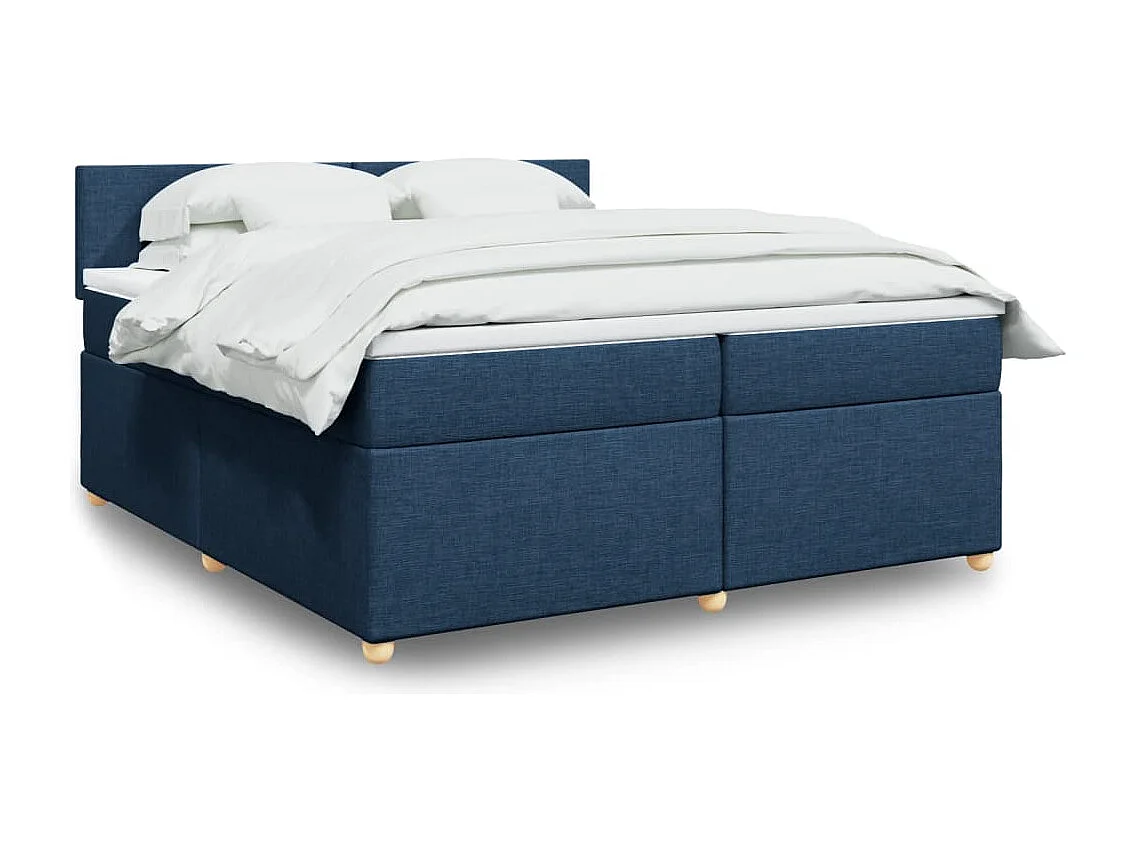 Boxspring met matras stof blauw 200x200 cm
