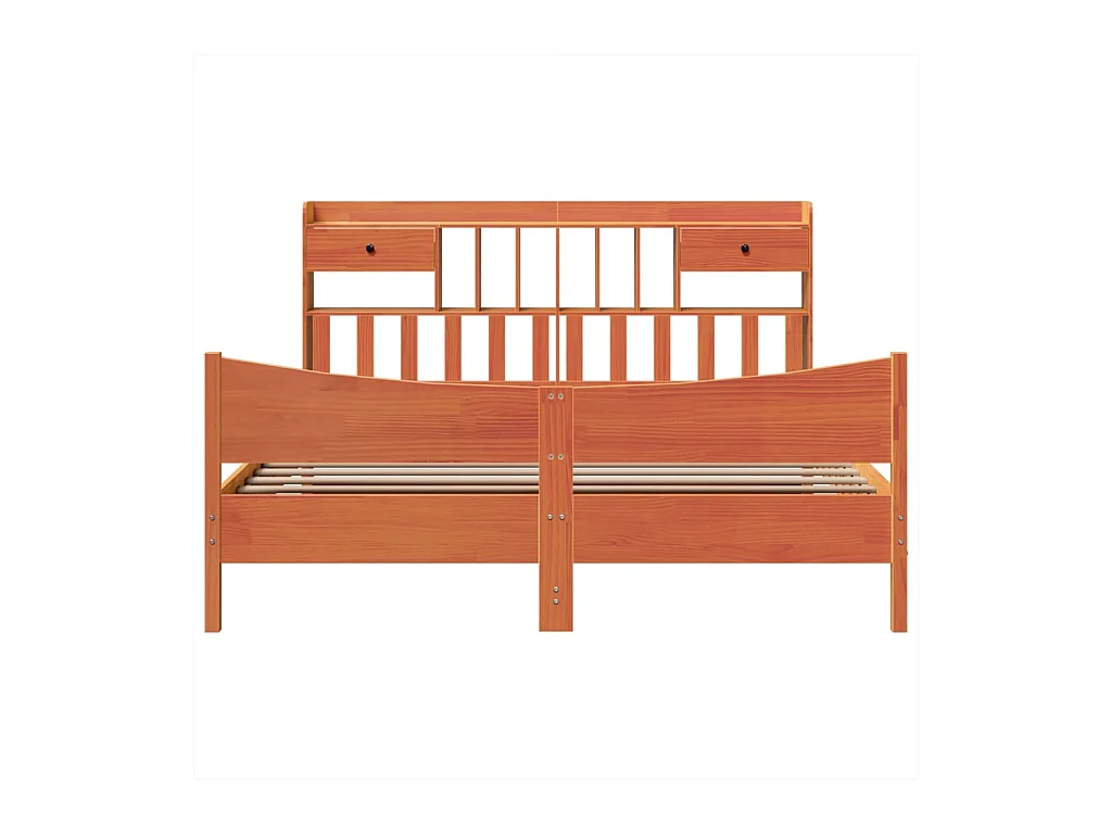 Cadre de lit sans matelas cire marron 200x200cm bois pin massif