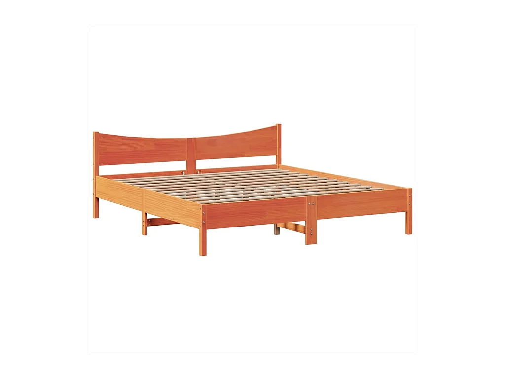 Cadre de lit sans matelas cire marron 200x200cm bois pin massif