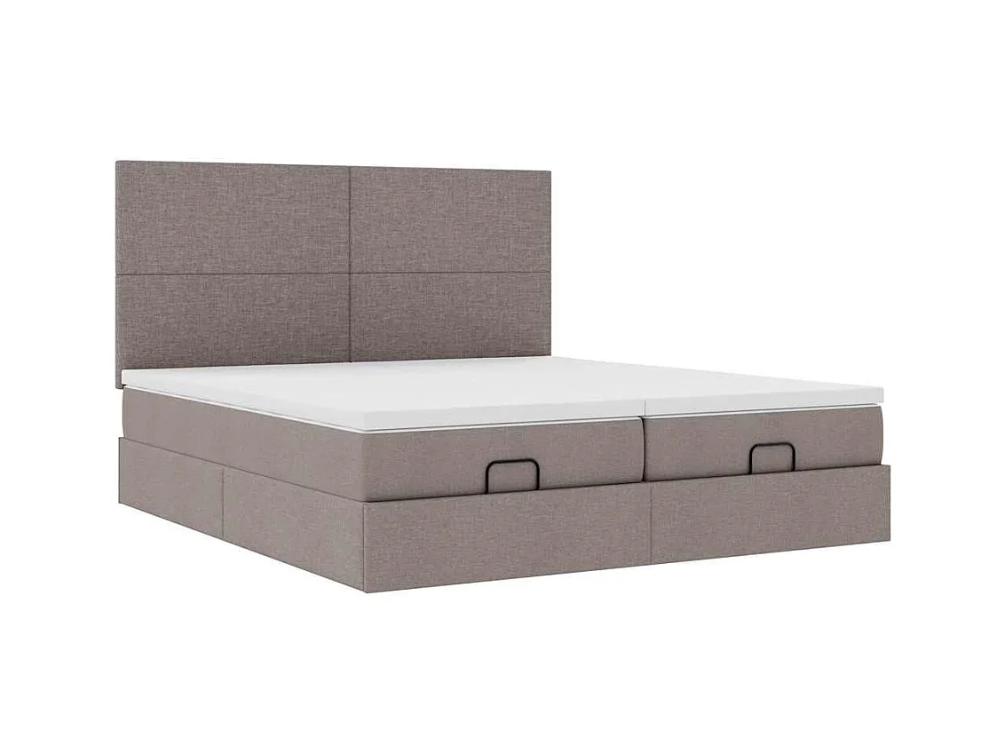 Cadre de lit ottoman avec matelas taupe 200x200cm tissu