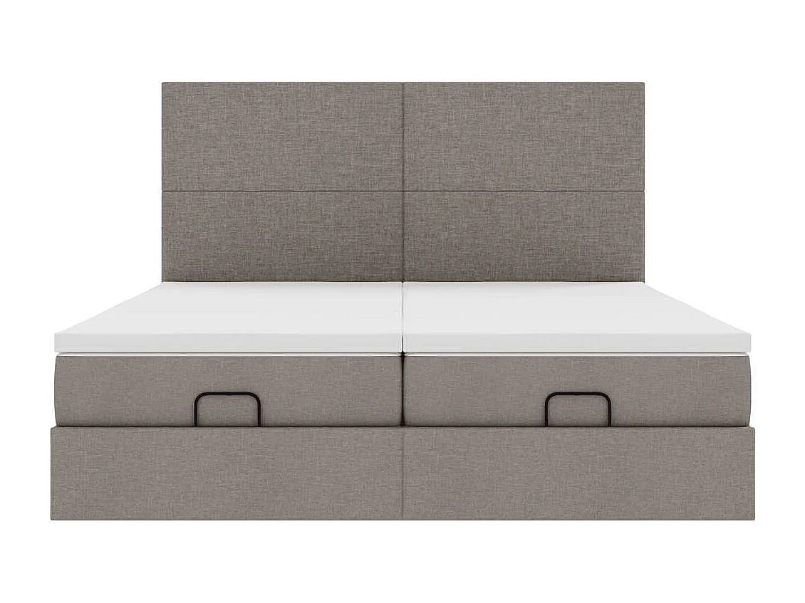 Cadre de lit ottoman avec matelas taupe 200x200cm tissu