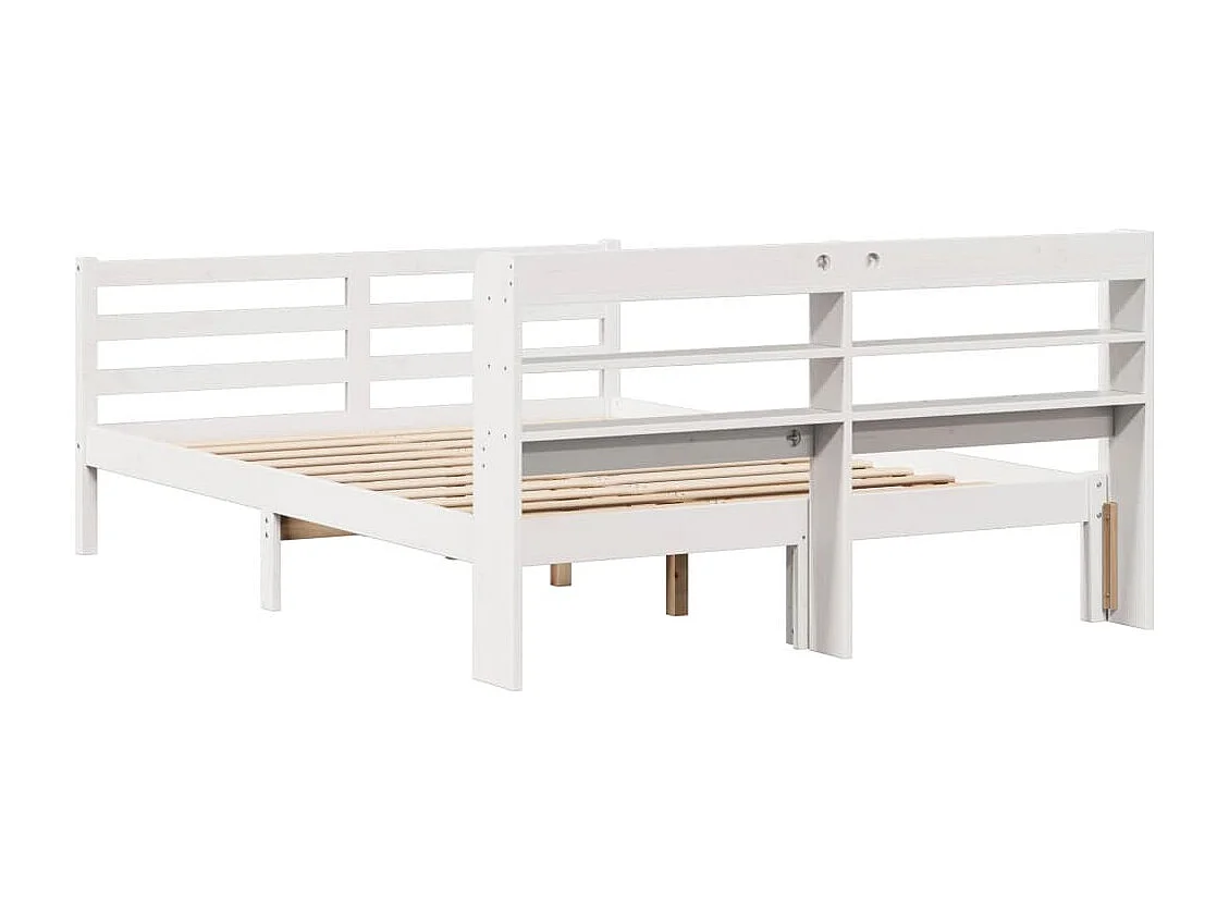 Estructura de cama con cabecero madera de pino blanco 150x200cm
