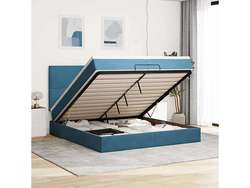 Struttura Letto Pouf con Materassi 200x200 cm Velluto