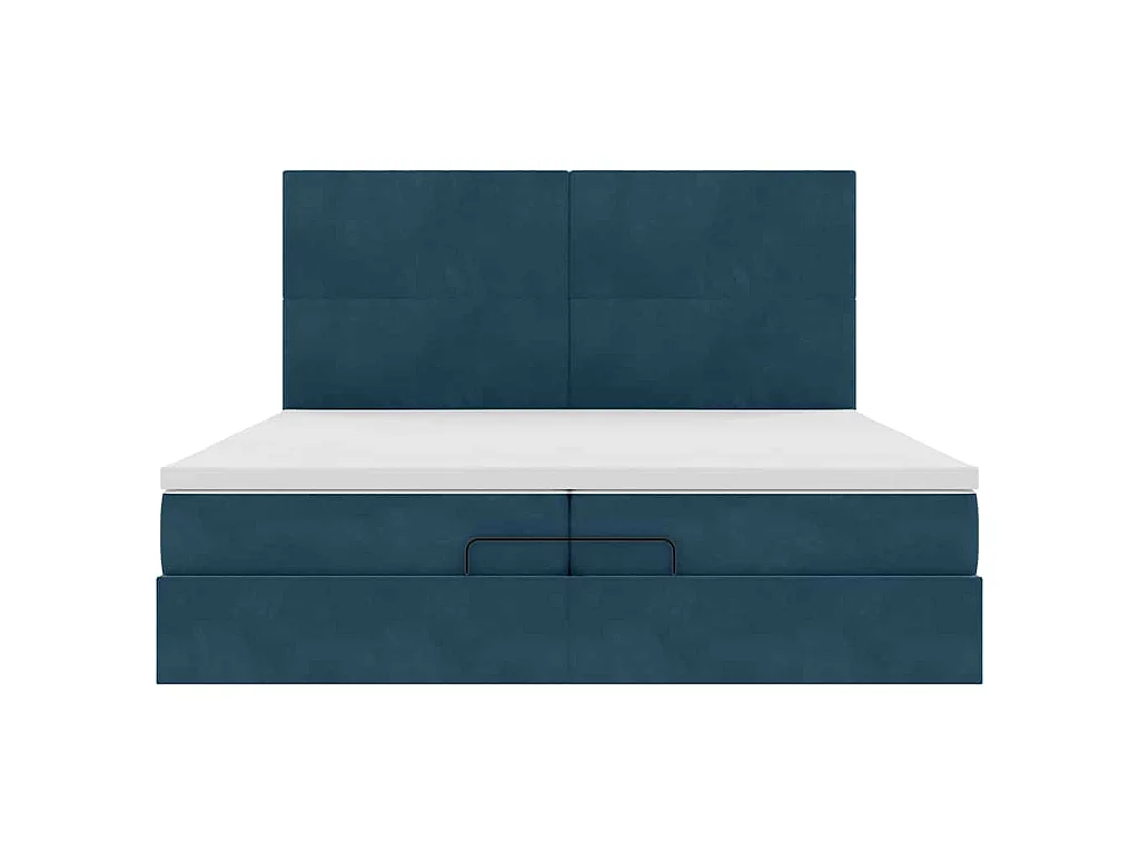 Ottoman-Bett mit Matratzen Dunkelblau 200x200 cm Samt