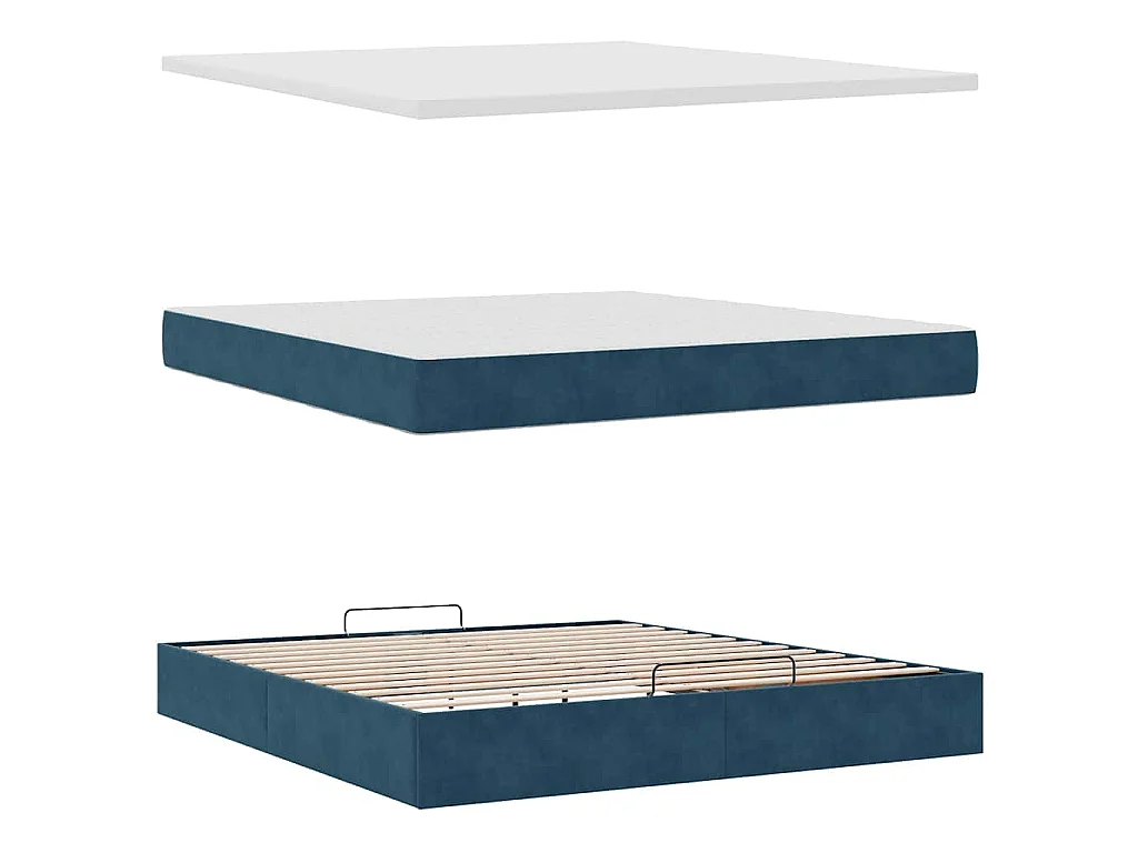 Ottoman-Bett mit Matratzen Dunkelblau 200x200 cm Samt