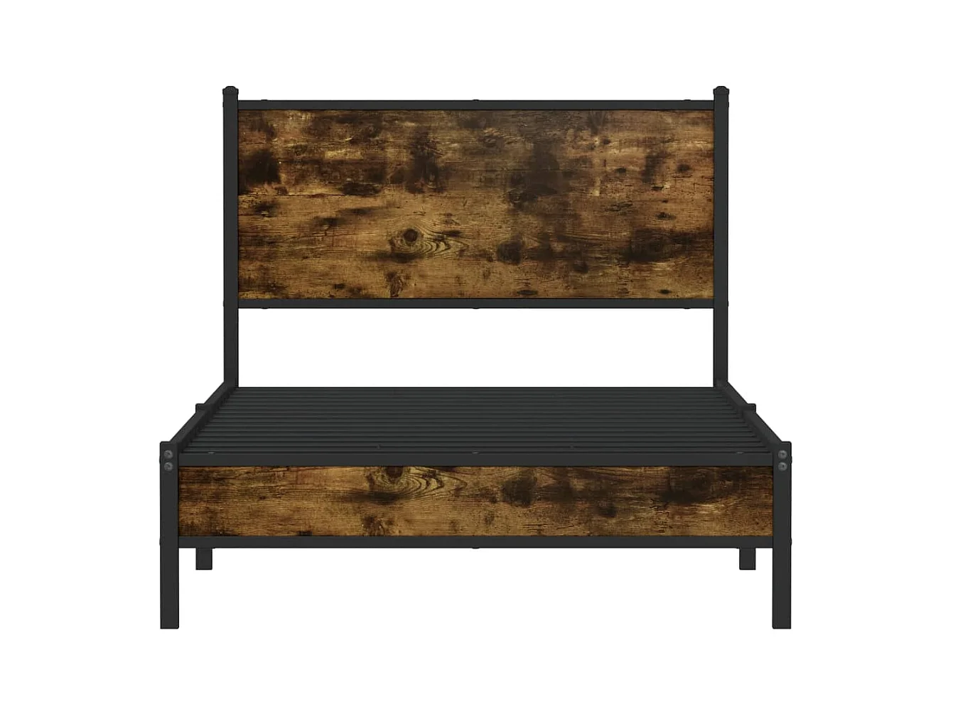 Cadre de lit en métal sans matelas chêne fumé 107x203 cm