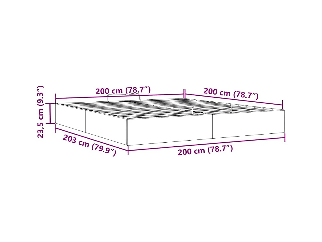 Cadre de lit ottoman sans matelas noir 200x200 cm similicuir